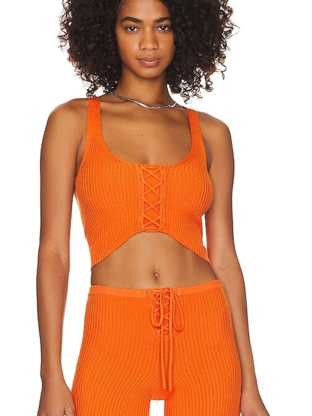 Camila Coelho “Artemis” Lace-Up Knit 2-Piece Set | Orange | Size XS | NWOT - Picture 2 of 11